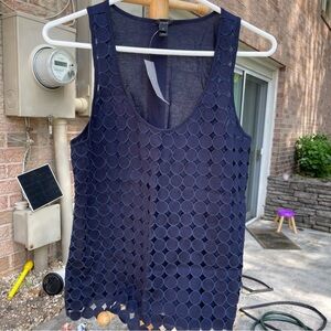 J,CREW Navy Blue Sleeveless Top with Circle Pattern size S
